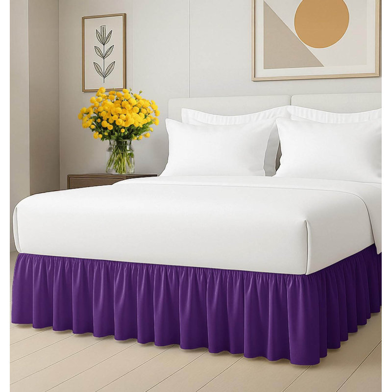 Full Size Ruffled Bed Skirt: 15-Inch Drop, Purple