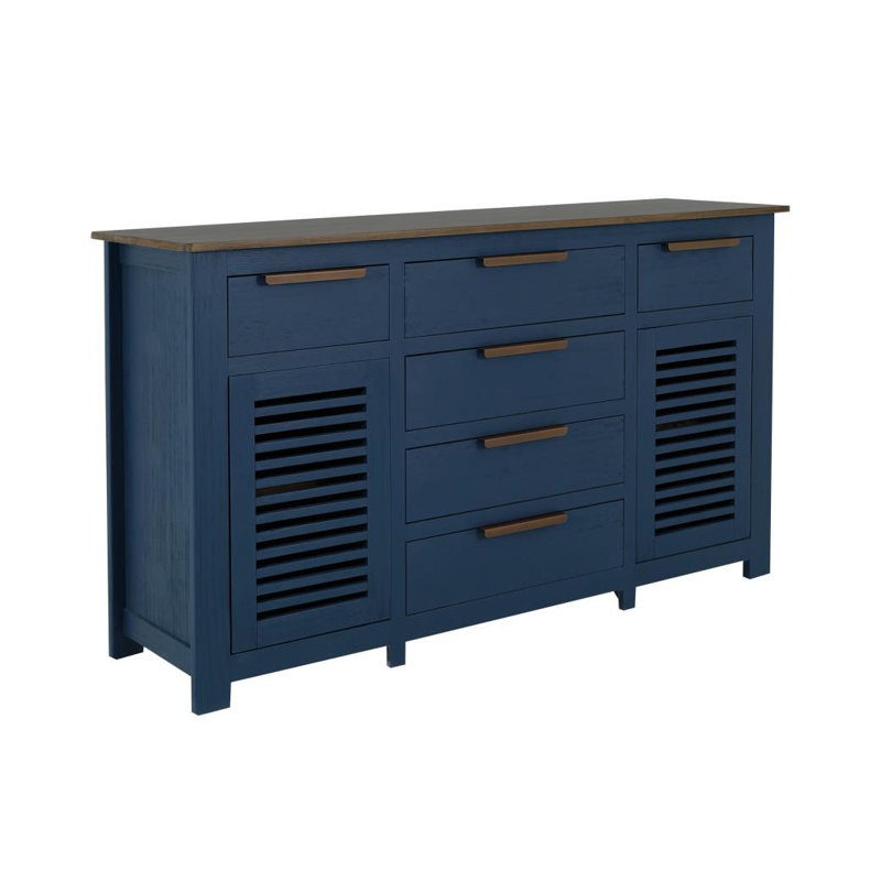 Buffet 6 tiroirs, 2 portes , Bleu