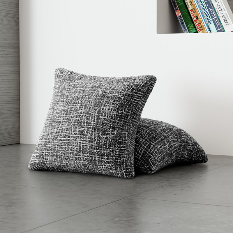 Housse extensible pour coussin décoratif - Durable et élégant - Collection Printed (ensemble de 2), Gris Graffio