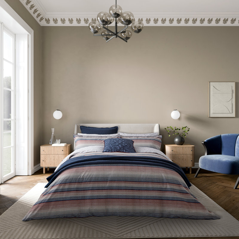 Stafford Pillow Sham 65X65cm Navy & Red 100% Cotton Square Oxford pillowcase