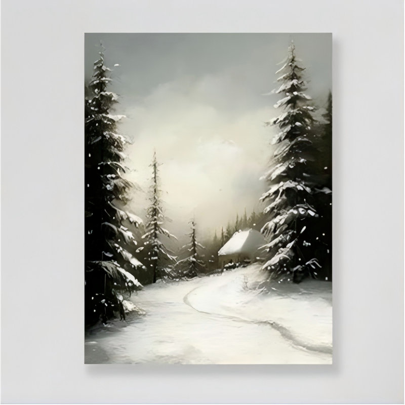 «Snowscape Forest Landscape», art mural sur toile sans cadre 12 po x 16 po