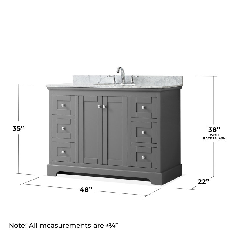 Ensemble de meuble-lavabo simple 48 po Avery, Gris foncé, Chrome poli