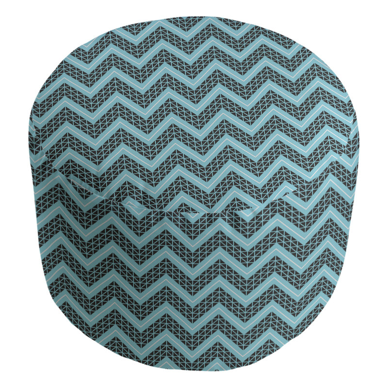 Upholstered Pouf, Black/Teal