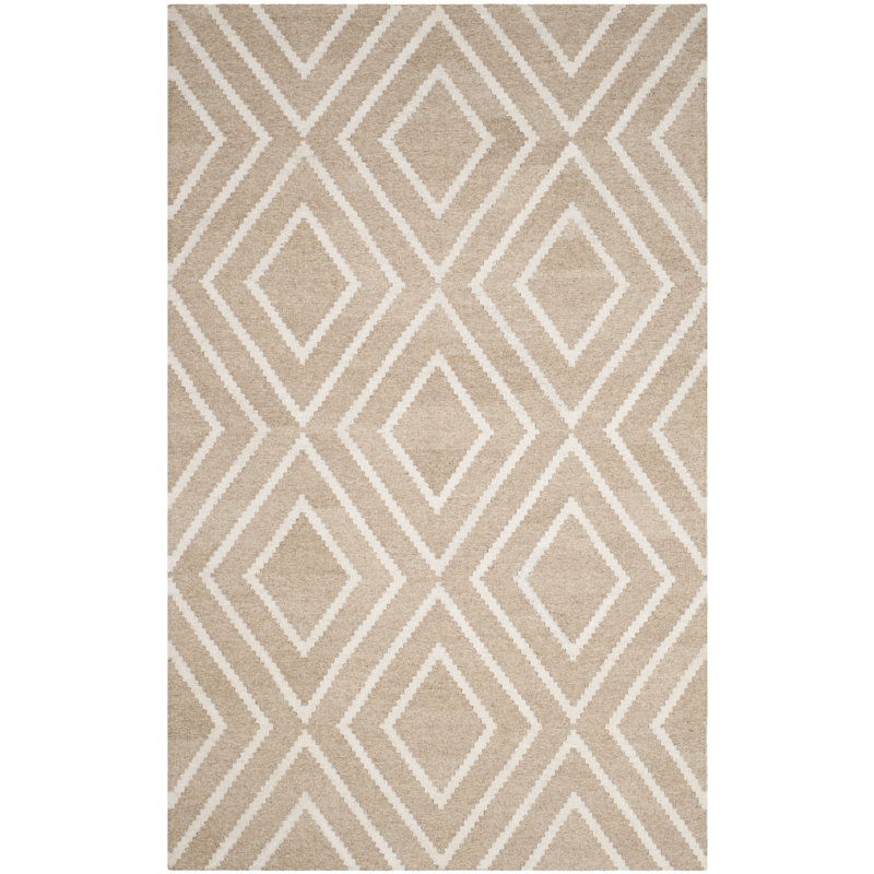 Tapis géométrique en viscose / laine tissé à la main Whittlesey, Rectangle 5 pi x 8 pi
