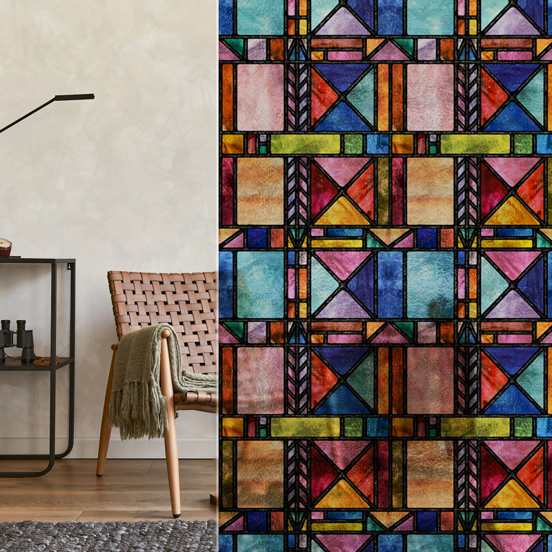 Retro Geometry Static Cling Window Decal