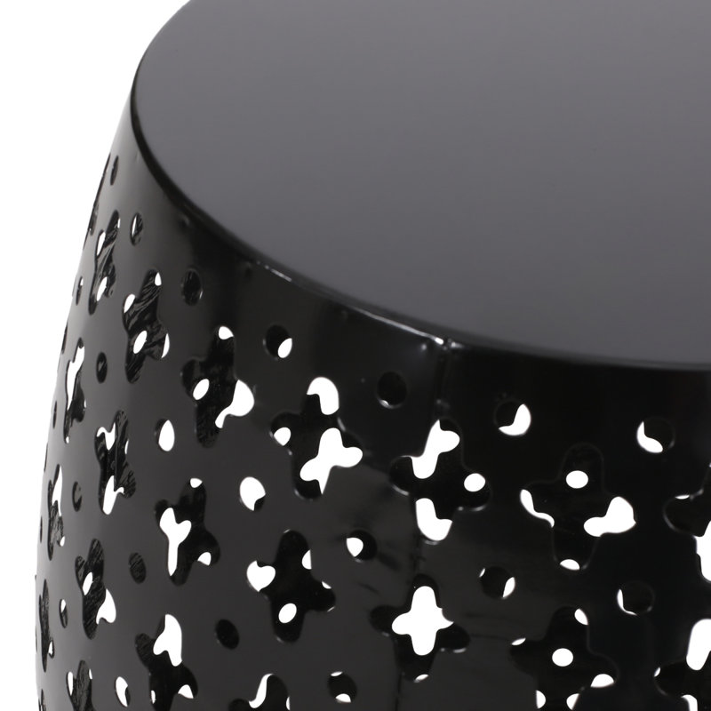 Patio Table Outdoor Metal End Table - Large, Black