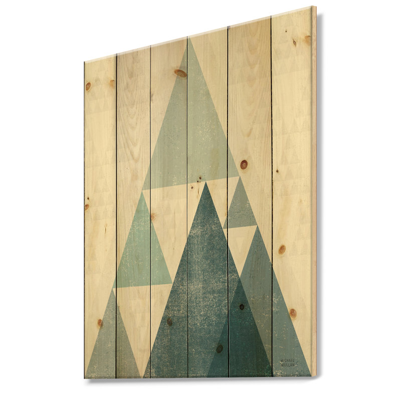 Minimal Triangles III - impression moderne Mid-Century sur bois de pin naturel, H 32 po x l 24 po x P 1 po