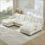 Canapé modulaire en U modulaire en U avec 2 repose-pieds, canapé 4 places en chenille profonde avec coussin en treillis confortable, chambre et appartement-1169877698