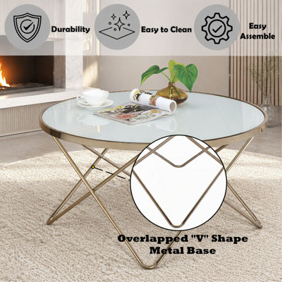 Table basse ronde Brielle en verre dépoli
