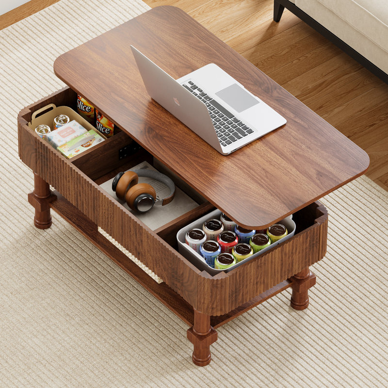 Farmhouse Lift Top Coffee Table With Storage, Walnut