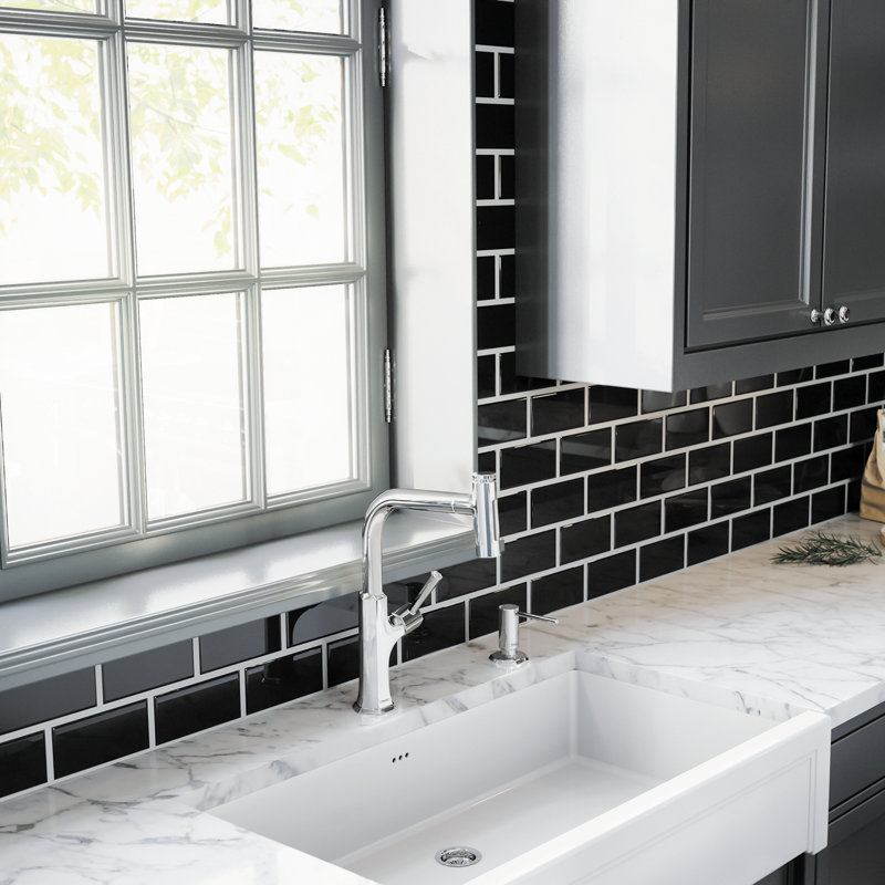 Locarno Pull Down Single Handle Kitchen Faucet with Handle and Supply Lines, Chrome