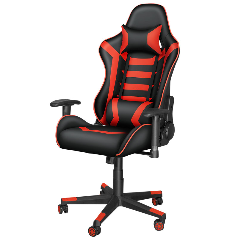 Fauteuil inclinable, ergonomique, pivotant et réglable, Rouge / noir