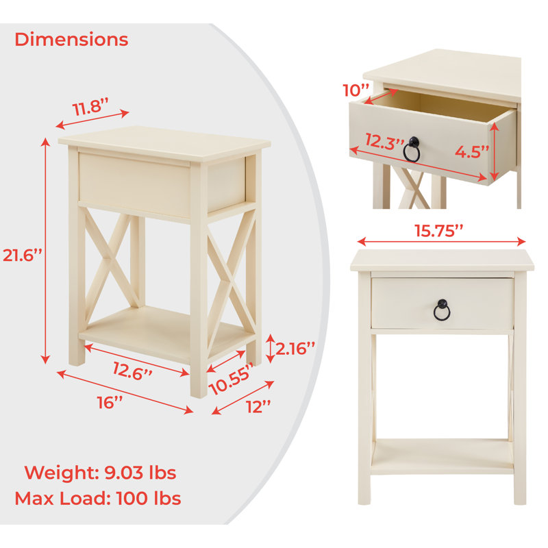 Windon Modern Nightstand Set of 2 with Drawers & Open Shelf, Bedside Tables for Bedroom, Living Room & Office – Small Space Storage Night Stands, End Tables with Storage (Set of Two)