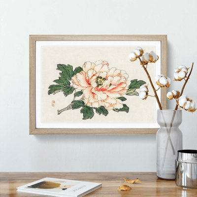 Pink Peony by Kono Bairei - Framed Print