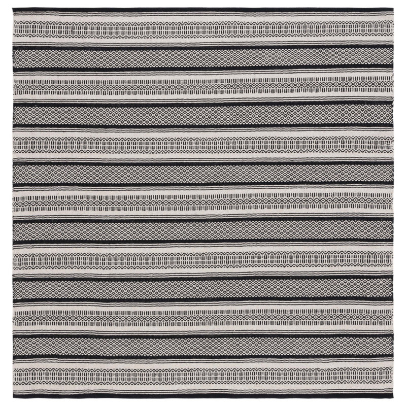 Damauri Flat Weave Cotton Striped Rug, Square 6'