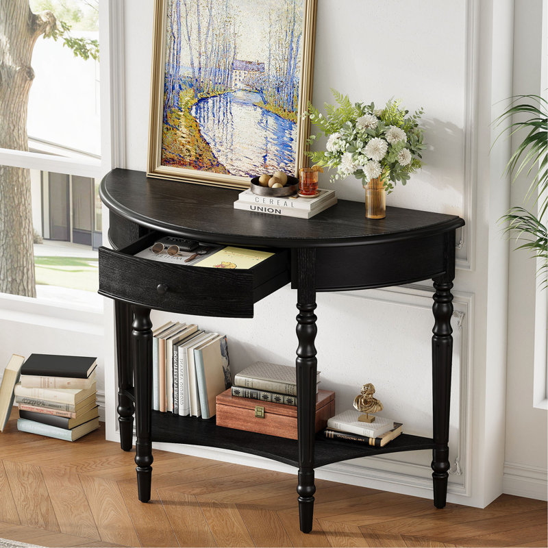 Console de style campagnard avec tiroir et tablette Farmhouse, Noir