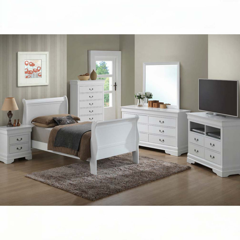 Lit en bois, Simple, Blanc