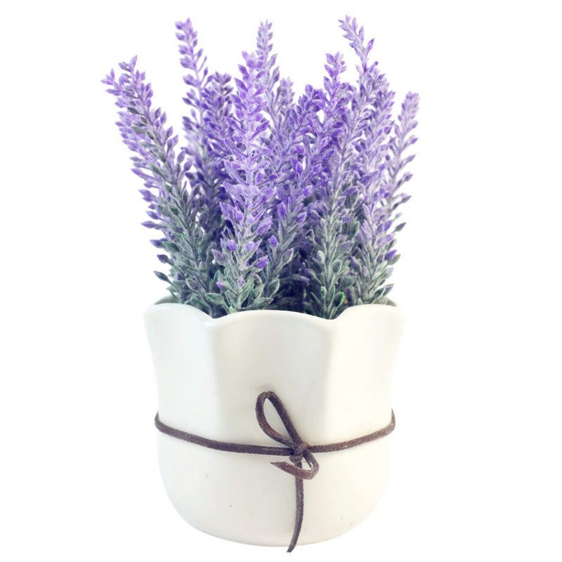 Herbes artificielles rustiques en pot en céramique