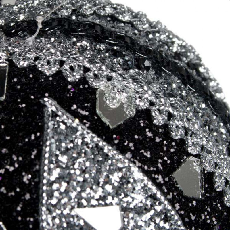10cm Bauble, Black and Silver