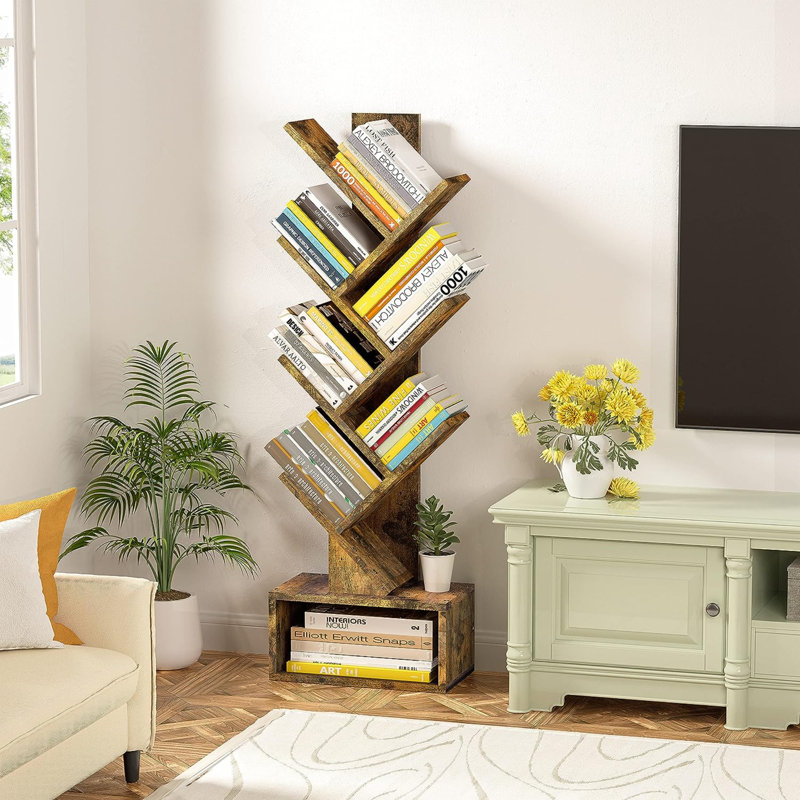 Geometric Storage Bookcase, Brown