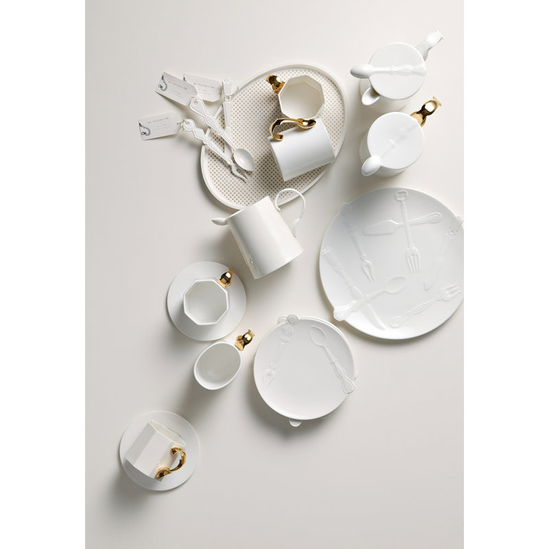 Cutlery Bone China Coffee Mug, Gold