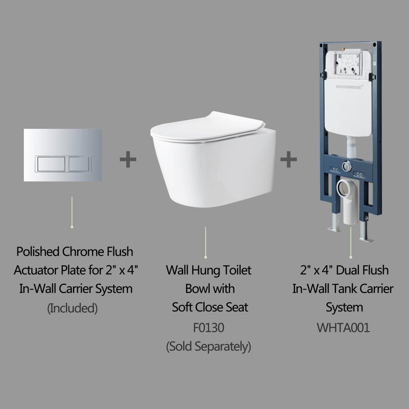 Système de transport de réservoir de toilette à double chasse encastré 0,8 GPF / 1,60 GPF, siège non inclus
