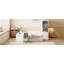 Lit plateforme double en bois avec 6 tiroirs, tablettes, bureau et garde-robe-1009036134