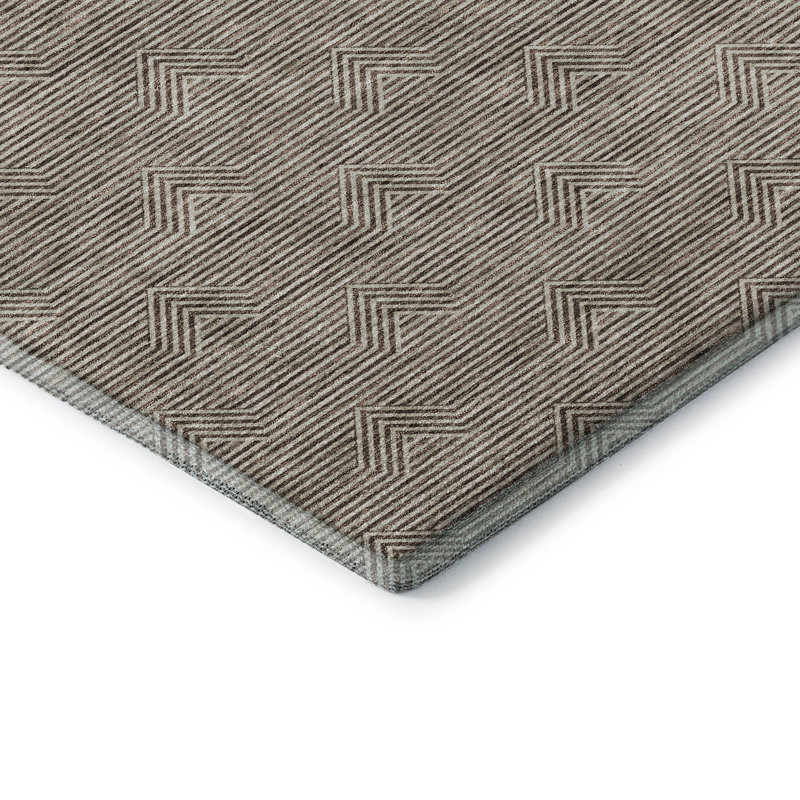 Tapis brun Prisco lavable à la machine de qualité supérieure, Rectangle 2 pi 6 po x 3 pi 10 po