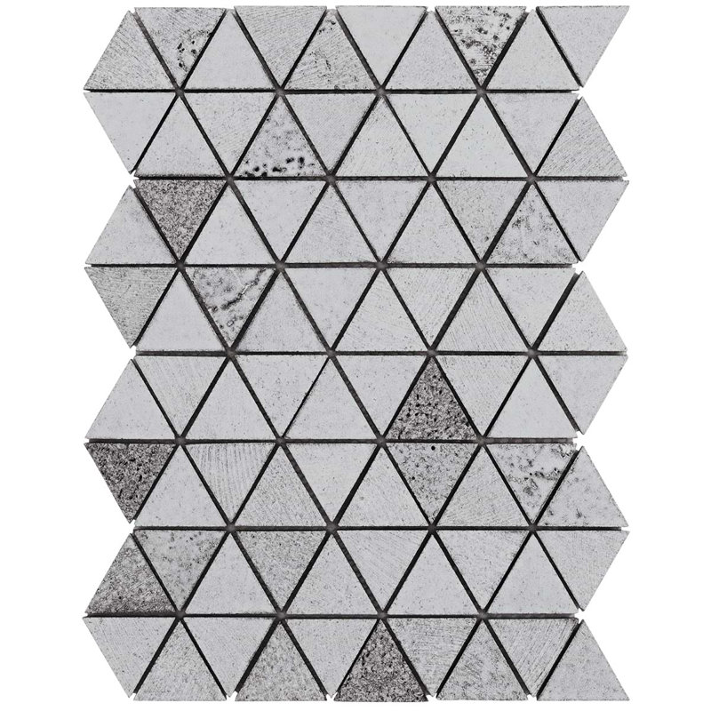Bushwick 10.62 In. X 14.56 In. Triangle Glossy Lava Stone Mosaic Floor And Wall Tile (5.35 Sq. Ft. / Case), White