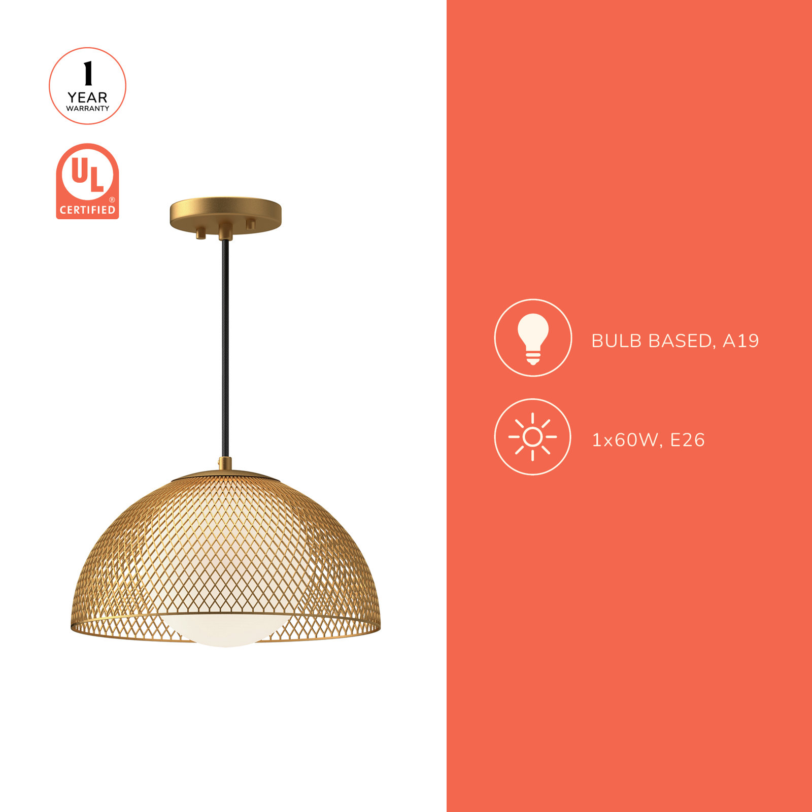 Malte Single Light Glass Steel Pendant, Matte Black