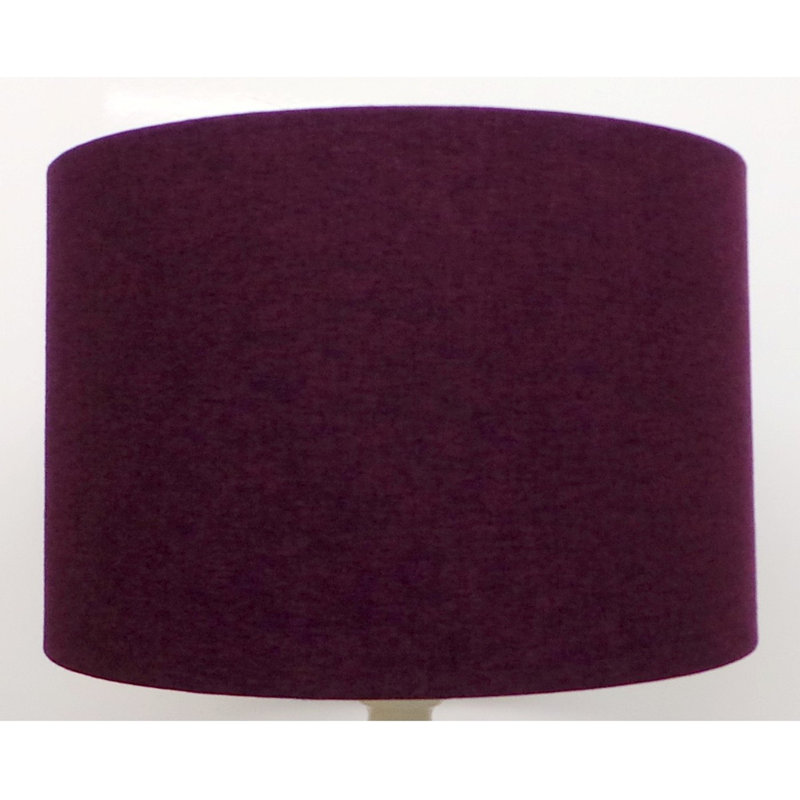 Pebble Cotton Drum Lamp Shade, Damson Purple, 18cm H x 20cm W x 20cm D