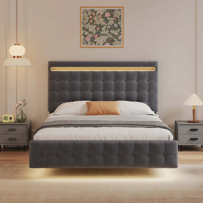 Floating Bed Frame With LED Lights