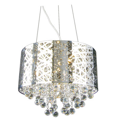 7-Light Chrome Chandelier With Clear Crystal Drops