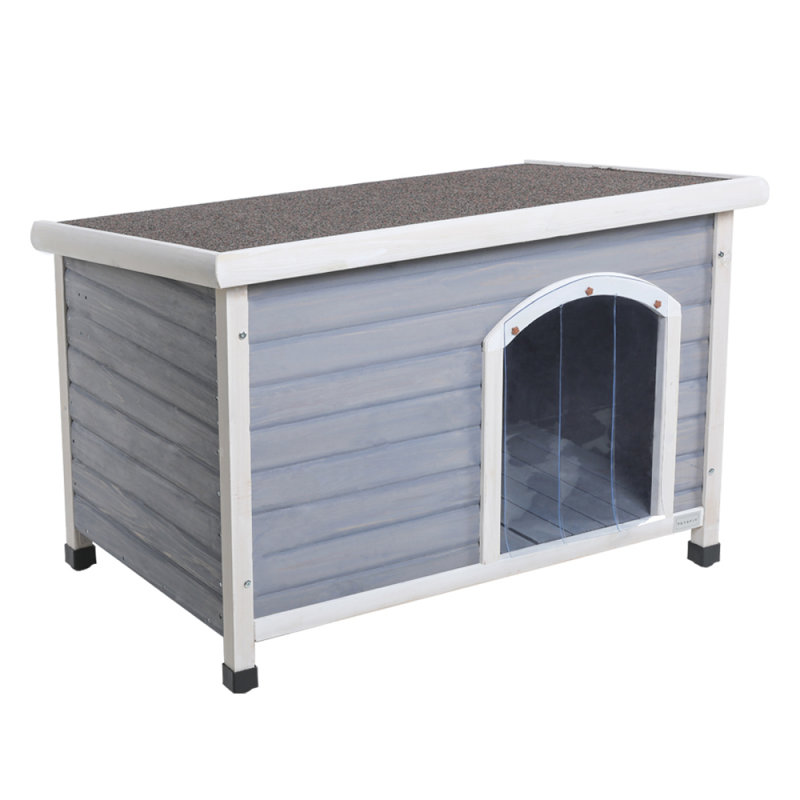 Niche pour chien d'extérieur moyenne en bois, Gris