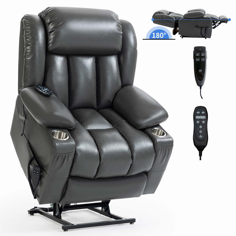 Fauteuil inclinable électrique Kamisha, Similicuir gris