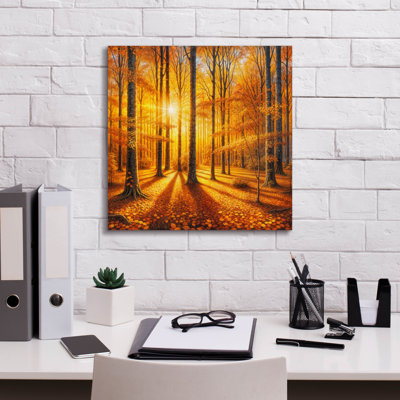  «Golden Fall Landscape 3» par Rey Klimt, art mural sur toile, 18 po x 18 po