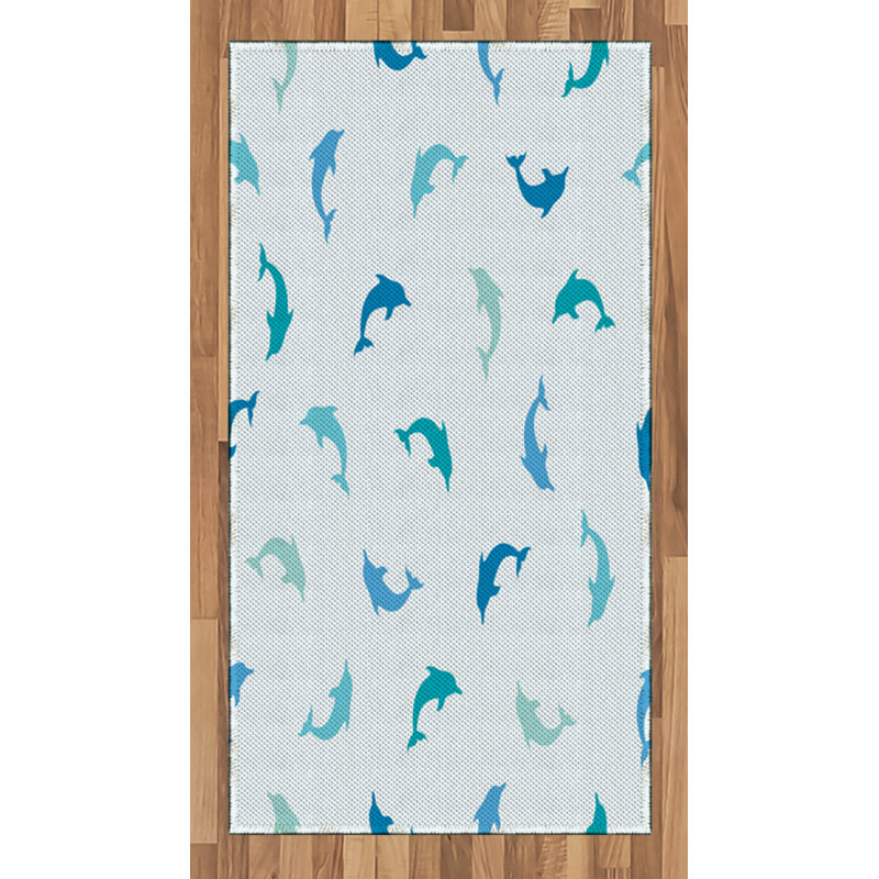 Tapis décoratif à longues fibres en polyester à haute densité turquoise, Rectangle 2 pi 7 po x 5 pi
