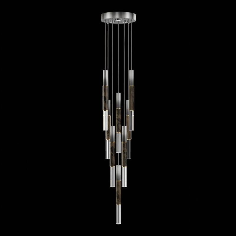 Antonia 11 - Light LED Pendant, Soft Ombre Silver Leaf/Brass