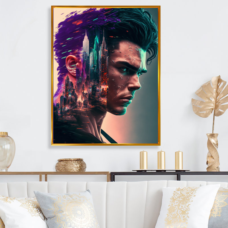 - Art mural moderne sur toile, H 20 po x l 12 po x P 1 po, Cadre flottant doré