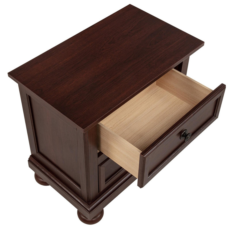 Contemporary Nightstand Two Drawer Storage