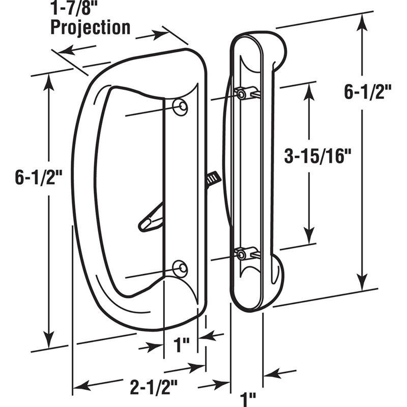 Ensemble de poignées de porte en verre Prime-Line - Remplacez rapidement et facilement les poignées de porte anciennes ou endommagées - peint en blanc moulé sous pression, de type mortaise / crochet, s'adapte à un espacement des trous de 3-15 / 16 po