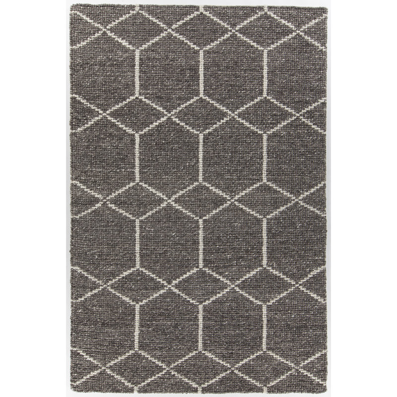 Slone Wool Geometric Area Rug in Gray, Rectangle 9' x 13'