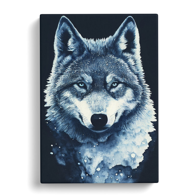 Winter Wolf Art No.1 - Wall Art, 50cm H x 35cm W, Wrapped Canvas, No Matte