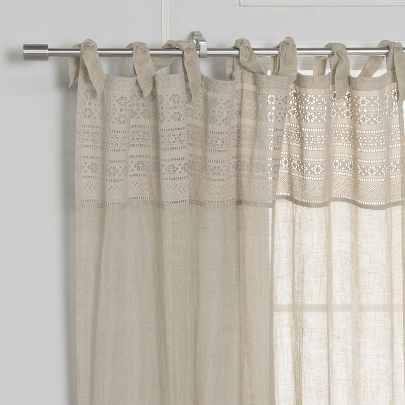Linen Sheer Single Curtain Panel, Natural