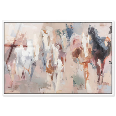 «Warm Neutralité III», impression murale encadrée à cheval par Art Remedy, cadre blanc, 54 x 36