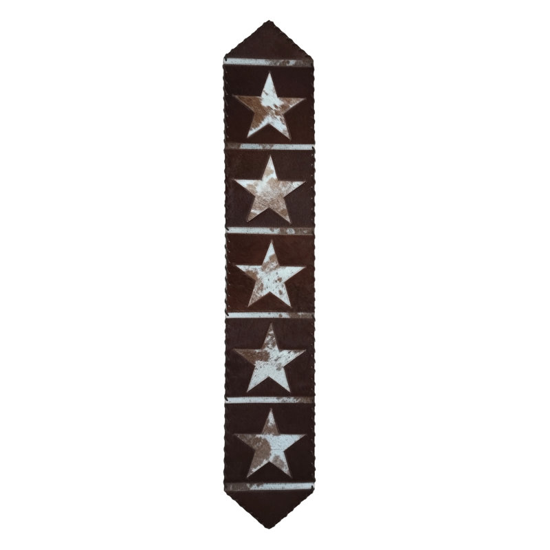 Star Cowhide Table Runner, Brown/Cream, 120" L x 12" D
