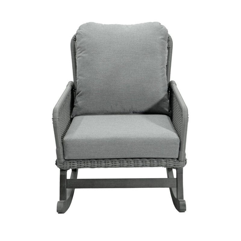Chaise berçante contemporaine minimaliste avec coussins en polyester doux, Gris, Gris