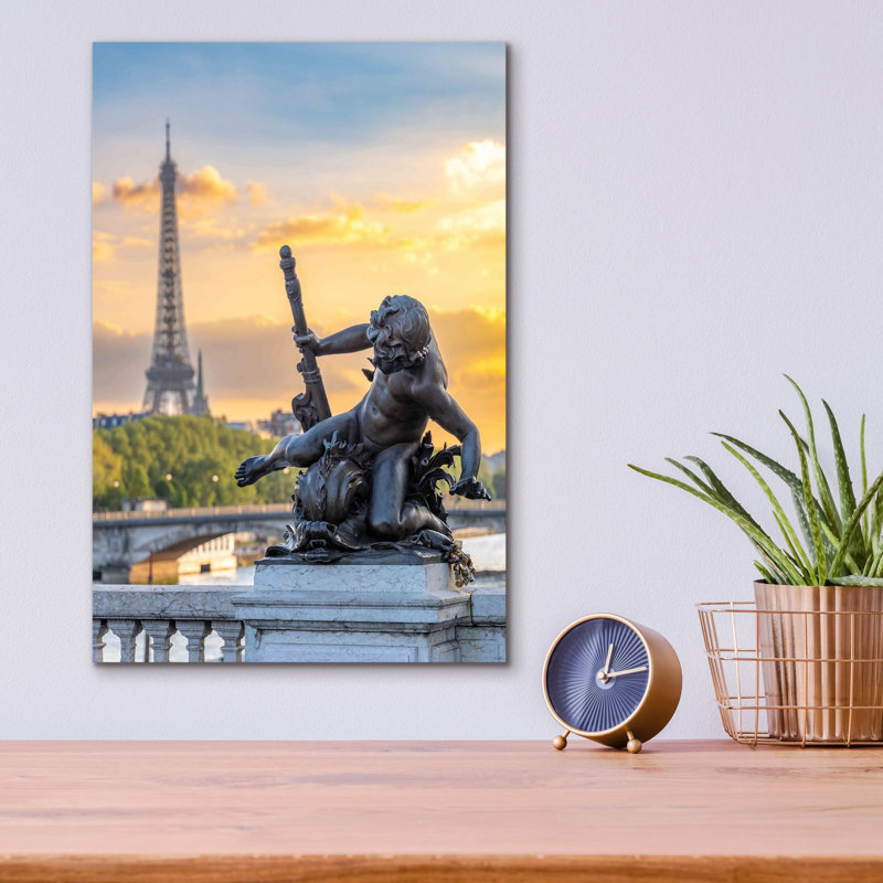 Art mural en verre acrylique «Paris - Golden Sunset» par Epic Portfolio