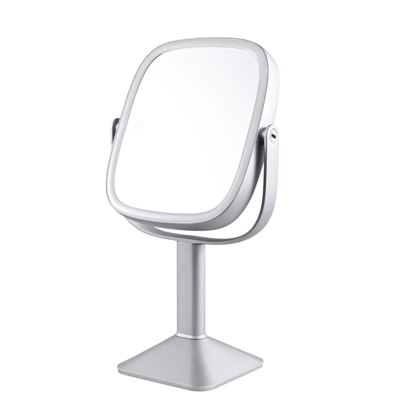 Clearview Dual Sided Tabletop Lighted Makeup Mirror, 7X Magnification Vanity Mirror With 360 Rotation, Silver