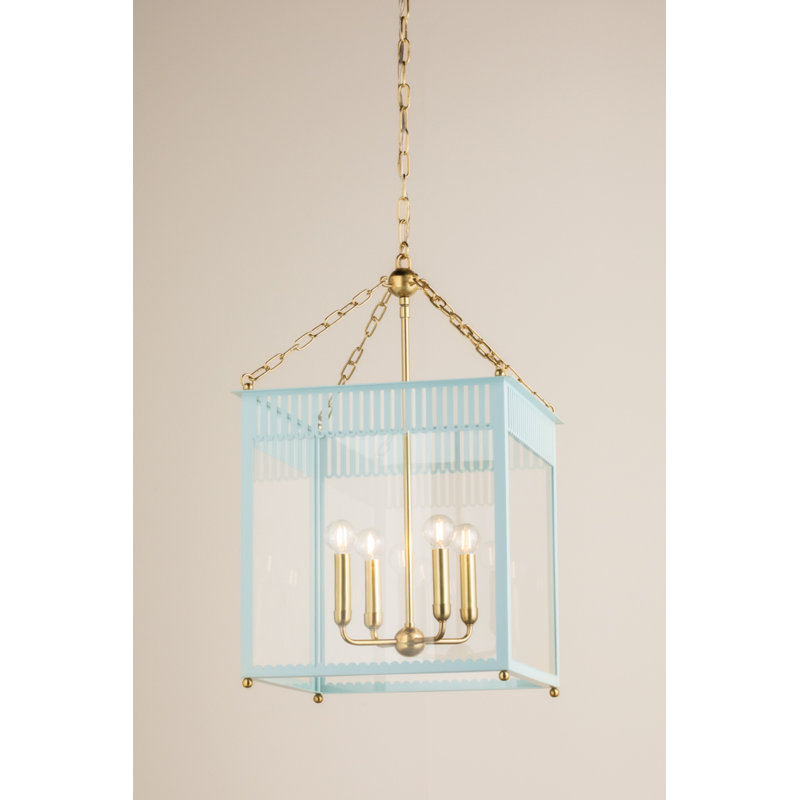 LANTERNE ROSALIE, Bleu, H 27 po x l 17,25 po x P 17,25 po
